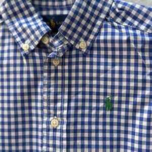 Ralph Lauren Blue and White Gingham Boys shirt. EUC.